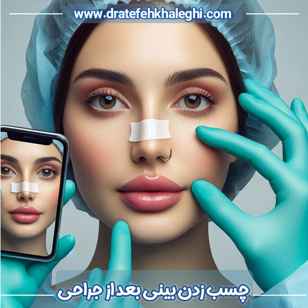 چسب زدن بینی بعد از جراحی - https://dratefehkhaleghi.com/ 